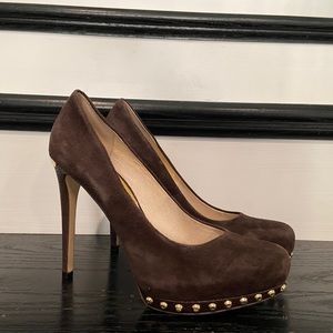 Michael Kors Brown Suede with Gold Detail Heels